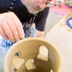 Paul Young making a dovecote in his workshop 2016